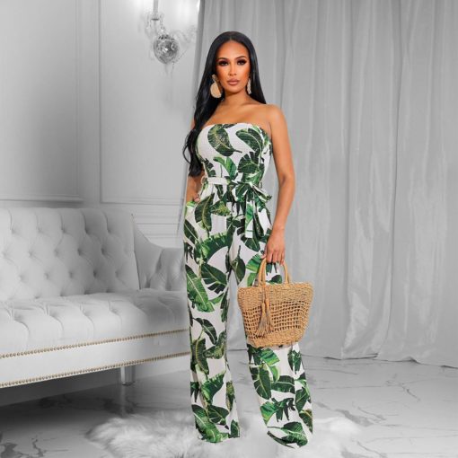 Floral sexy print backless wide leg one-piece jumpsuit and romper - Image 2