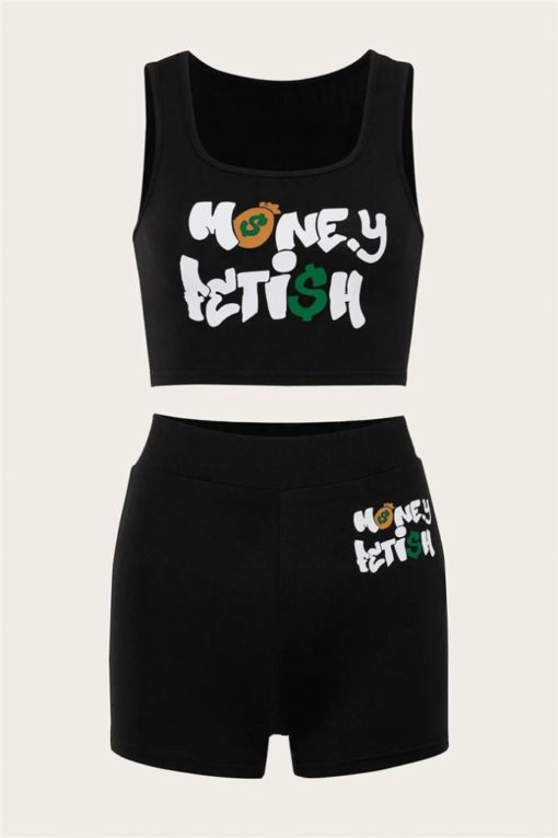 SkinBodyU Two-piece set outfit with letter print women's clothing - Image 3