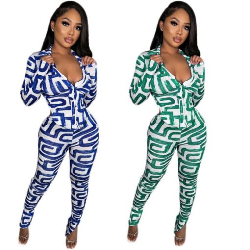 SkinBodyU  Piece Outfit Women sexy tight backless set digital printed two piece suit - Image 6