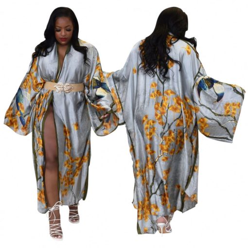 SkinBodyU popular coat silk multi print fashionable casual trench coat - Image 2