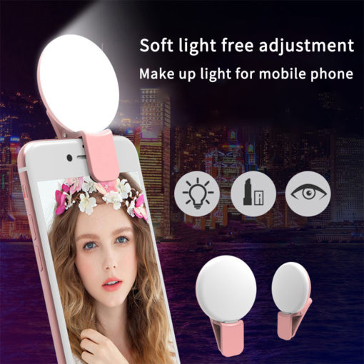 Rechargeable MINI Transportable Smartphone Fill LED Flash Spherical Clip Magnificence Selfie Cellular Ring Gentle for Cell Cellphone